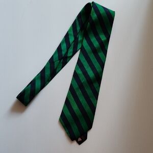 Classic Striped Green and Navy Silk Tie By Custom Shoppe Clothiers